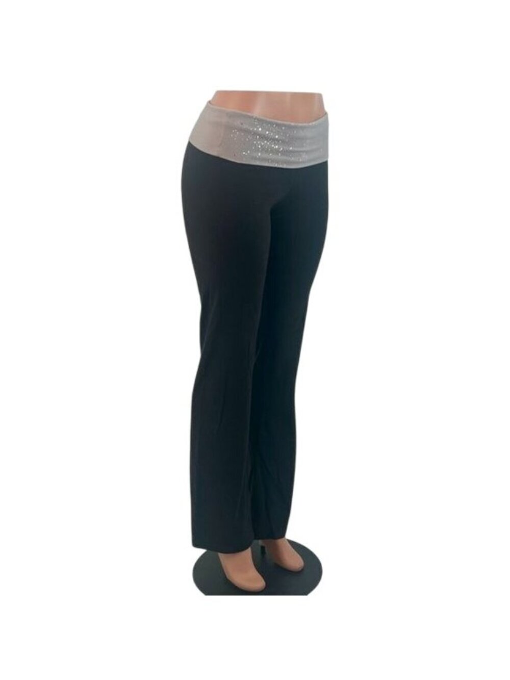 VTG Victoria’s Secret Rhinestone Embellished Fold Over Boot Cut Leggings M | Y2K - Picture 5 of 9